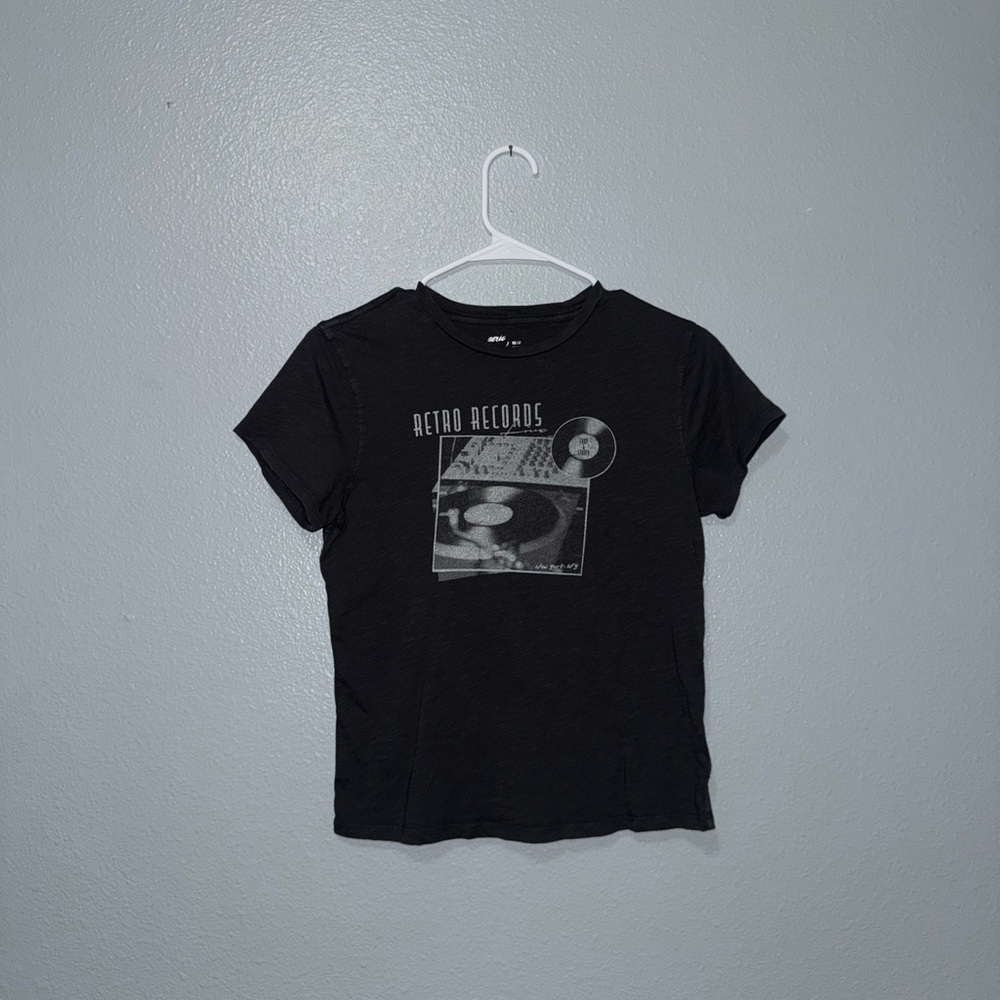 Aerie Black Retro Records Tee